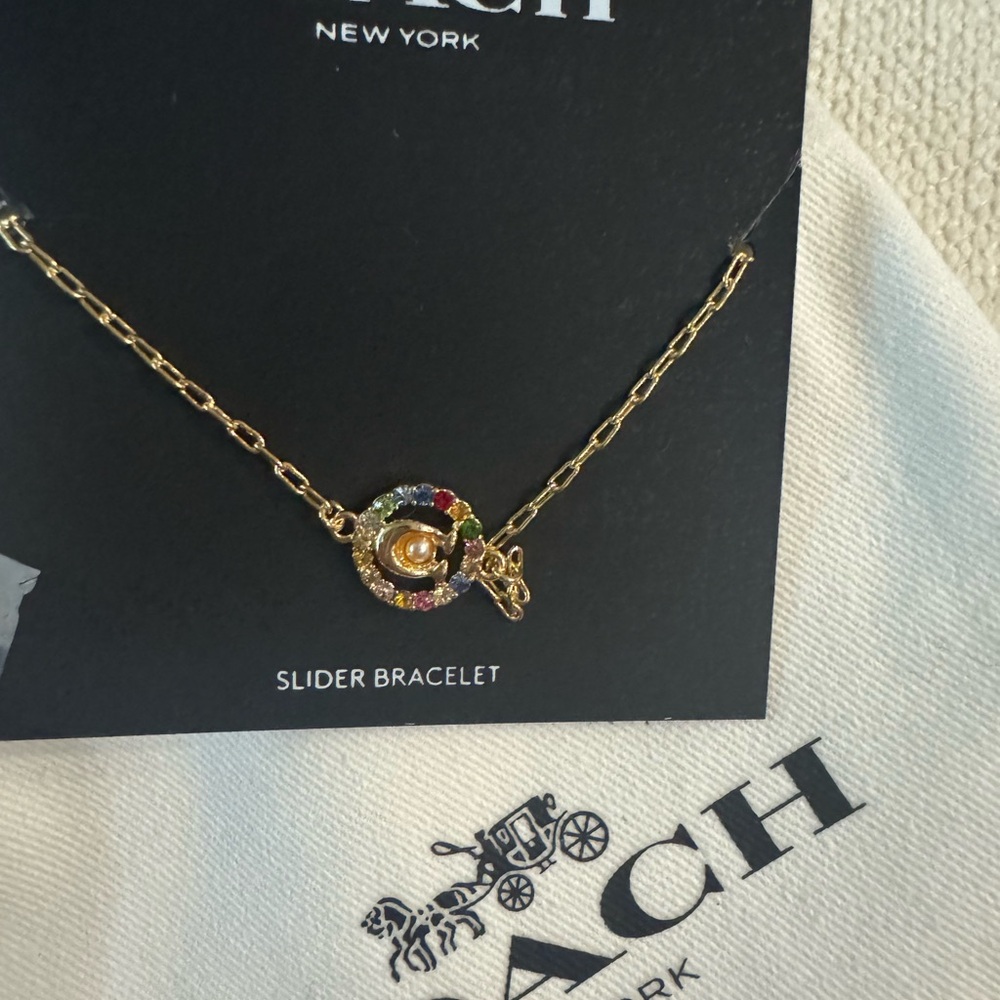 Coach Gold and Multicolor Slider Bracelet